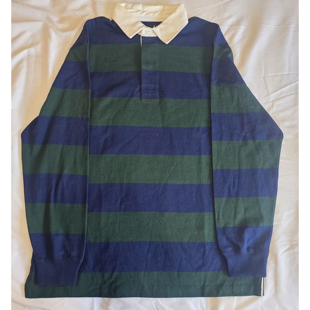 Polo Ralph Lauren Long Sleeve Navy Blue Green Rugby Shirt Men's Size Large NWOT